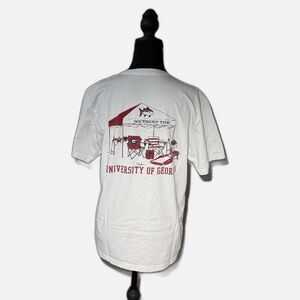 Men's Women's Unisex Small White Southern Tide UGA Bulldogs Pocket T-Shirt